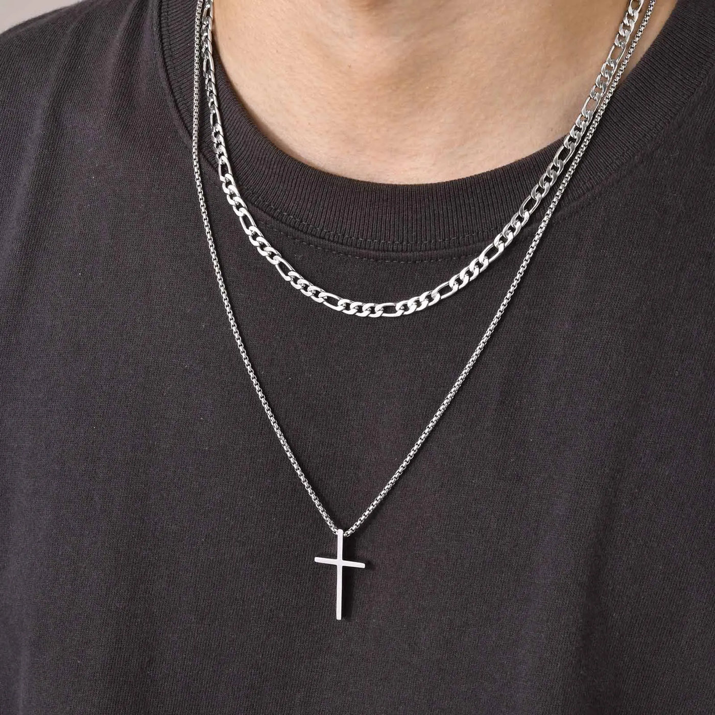 Layered Pendant Cross Necklaces